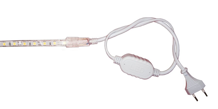 4. Tira LED220v con adaptador de corriente y fuente de alimentación integrada.