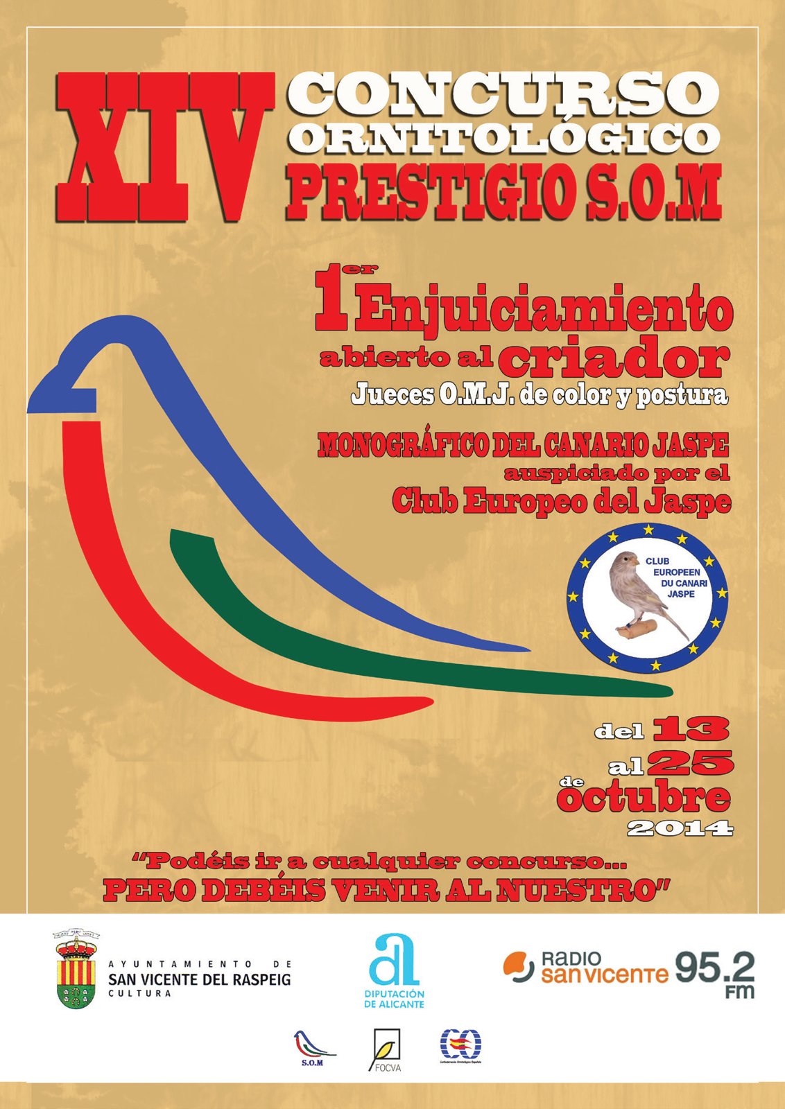 Cartel del XIV Concurso Ornitológico Prestigio SOM.