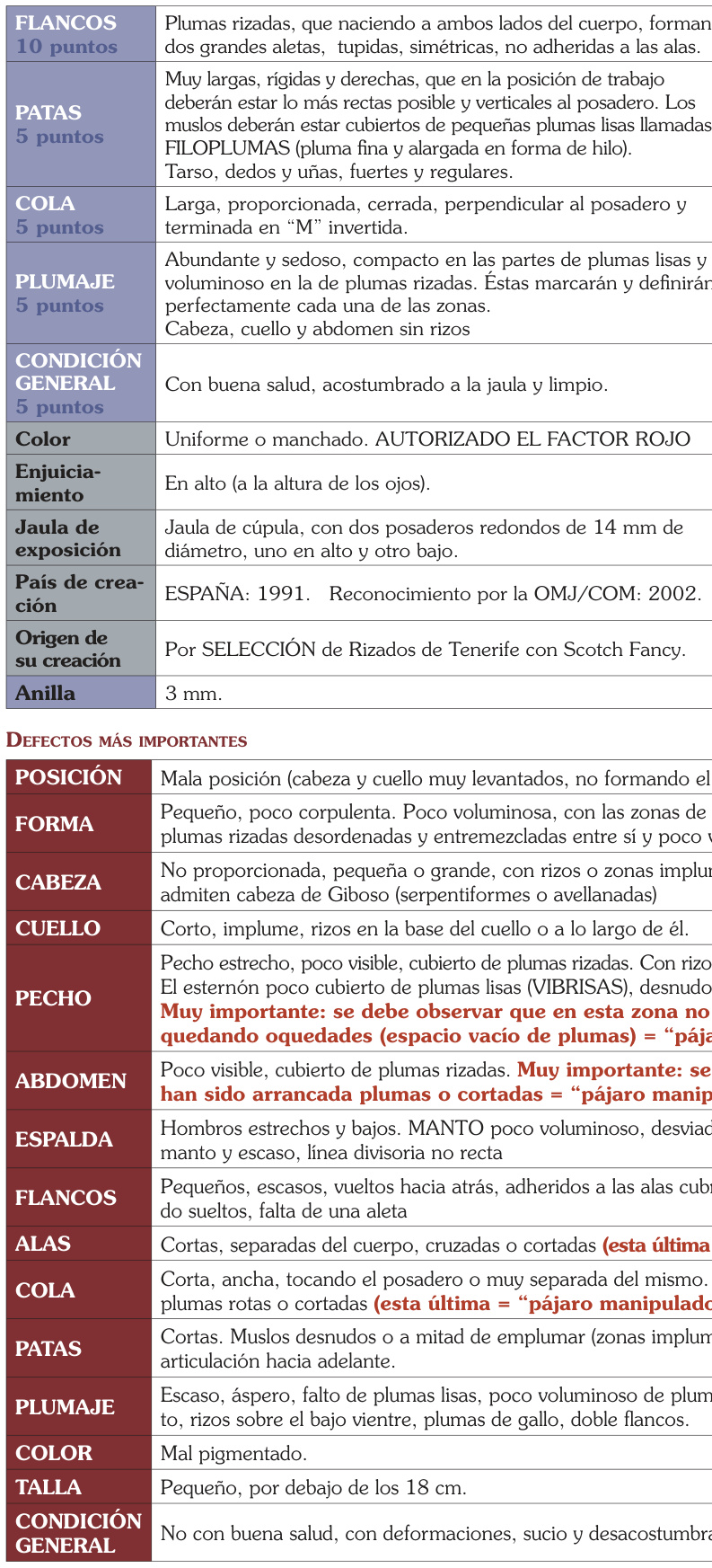 Continuación del estándar y tabla de defectos más importantes. Tablas originales.