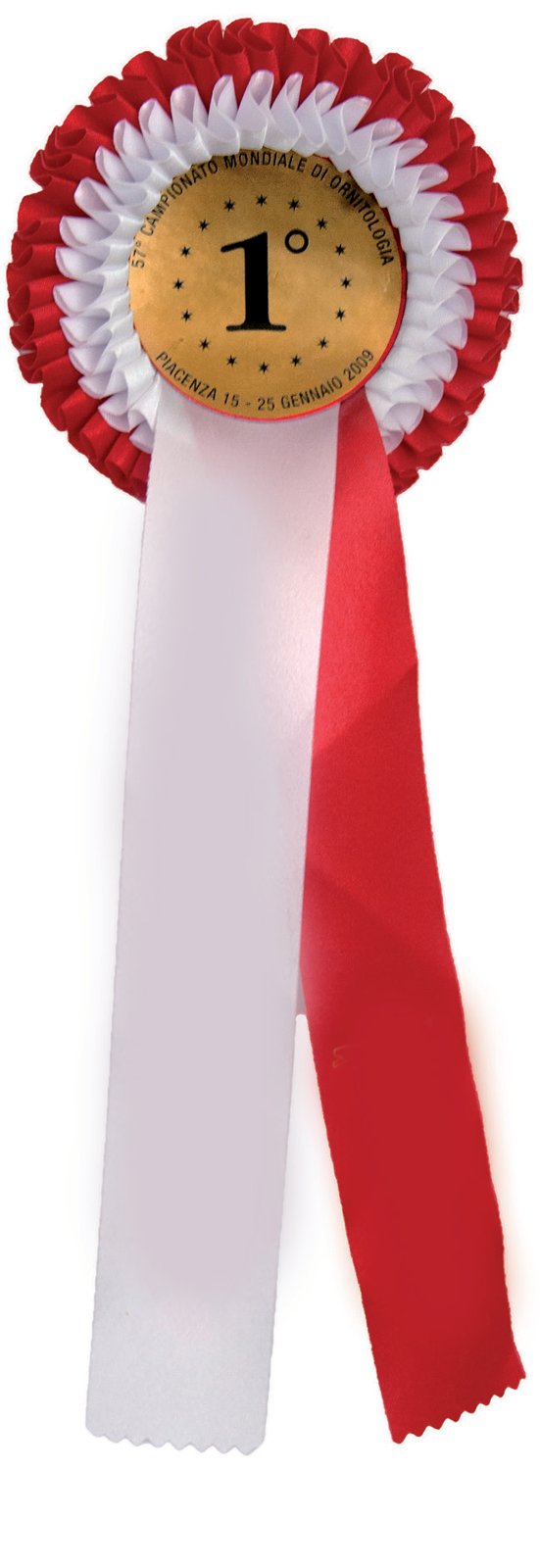 Escarapela de primer premio de un concurso ornitológico.