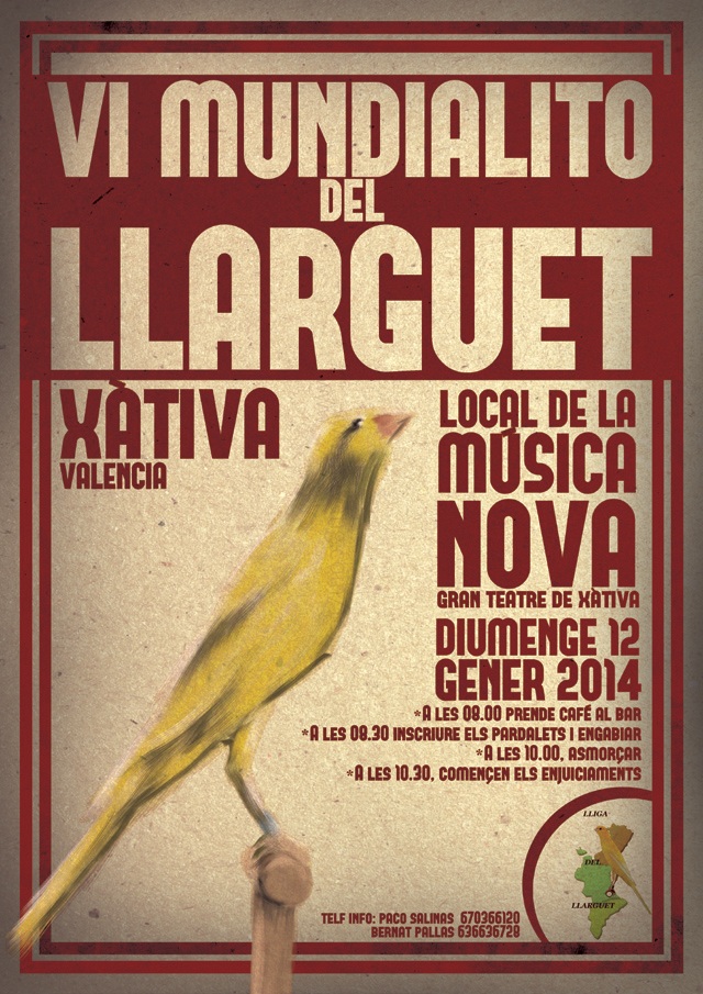 Cartel del VI Mundialito del Llarguet, Xàtiva, enero 2014.