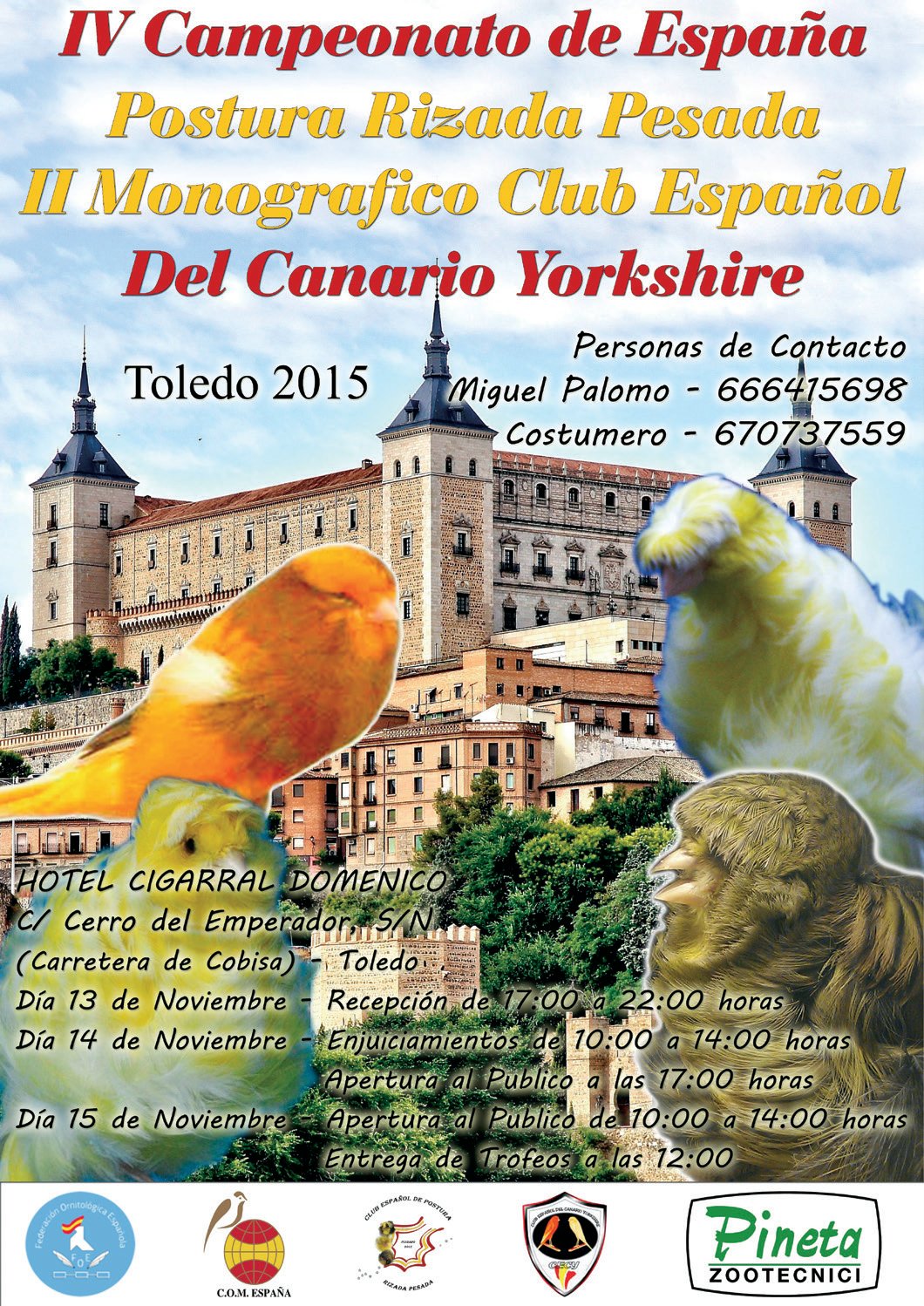 Cartel del Campeonato de España de Postura Rizada Pesada y segundo monográfico Yorkshire.