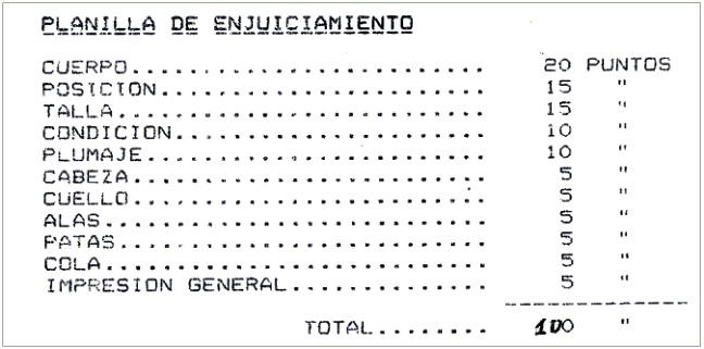 PLANILLA ORIGINAL DE CALIFICACIÓN PRESENTADA POR LOS HERMANOS BELLVER Y CRIADORES PARA SU RECONOCIMIENTO A NIVEL NACIONAL