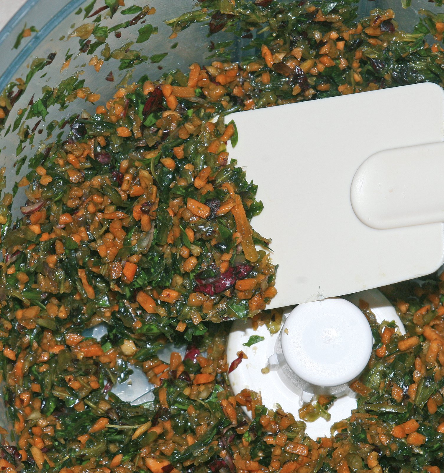 Detalle de verduras trituradas.